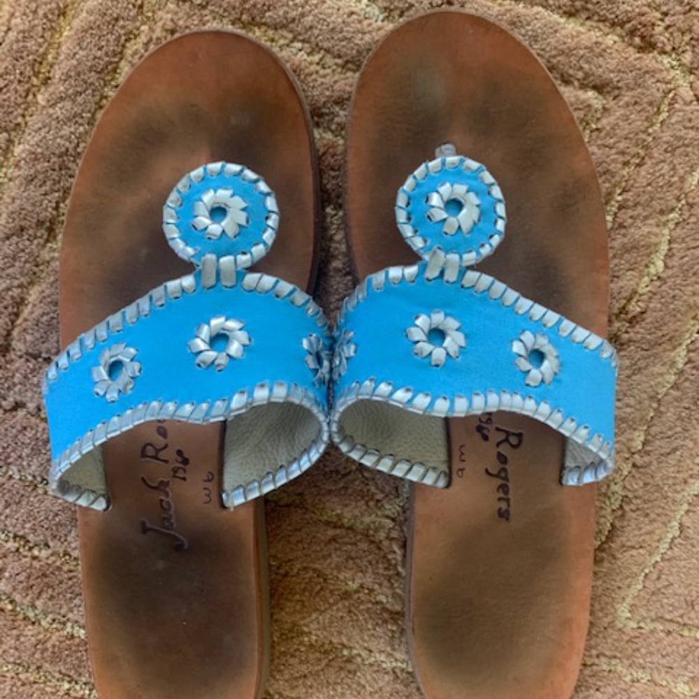 Jack Rogers Soft Sole Sky Blue Silver Navajo Sanda